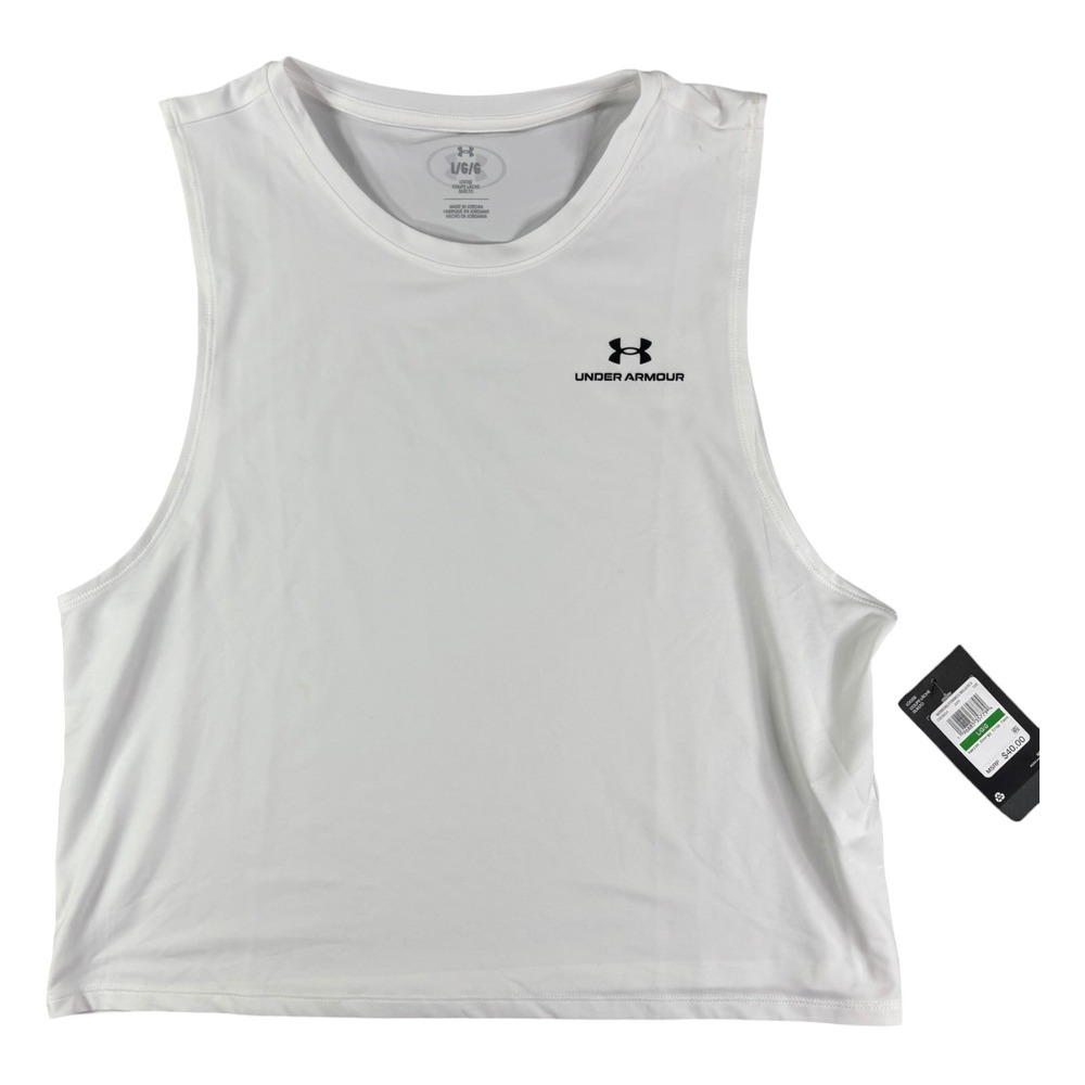 Under Armour Crop Vanish Energy Tank Rush Womens L White Loose Moisture Wicking